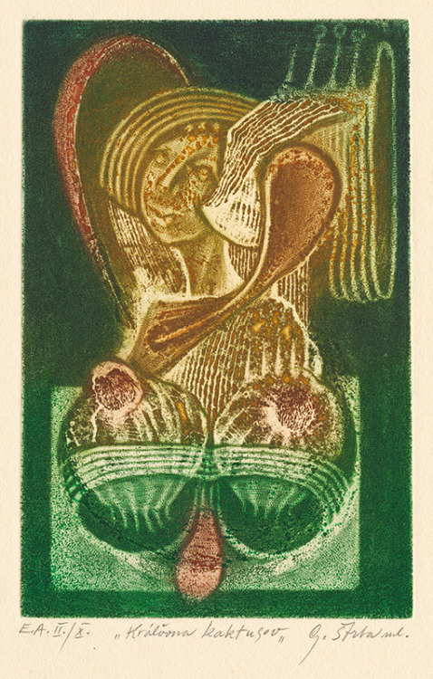 cactus-in-art:Gabriel Štrba Jr. (Slovak, *1958)Queen of Cacti, 1988