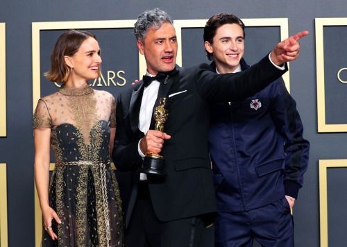 oscar-isaac: Natalie Portman, Taika Waititi and Timothée Chalamet at the 92nd Annual Academy Awards 