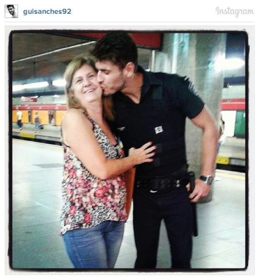 morningcupofaboveaveragejoe:  Meet Guilherme Leão. He’s 22 and works as a subway security guard in São Paulo, Brazil. He became a web celebrity after being voted the hottest guard. Fans have been stopping him for photos, making his daily rounds impossible