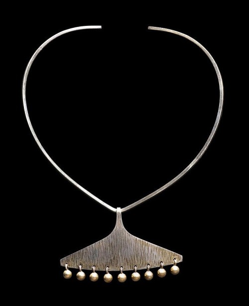 Karl Gustav Hansen, jewelry with pendants, 1940. Silver. Hans Hansen, Denmark. Koller auctions
