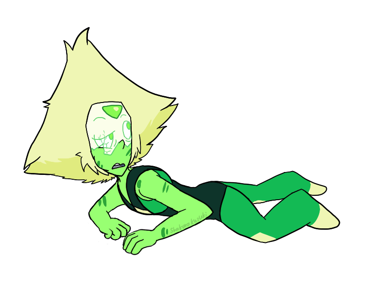 tiny-green-twerp:  Hurt Peridot. At least her gem is allright. I couldn’t get myself