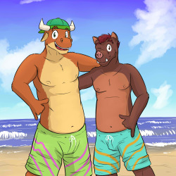 Ty and Jorge at the beach I realized after uploading a a bunch of Texnatsu stuff to my FA, I had never done a pic with these two before.  See, this is kind of important since they were the two childhood friends the main character had before moving. 