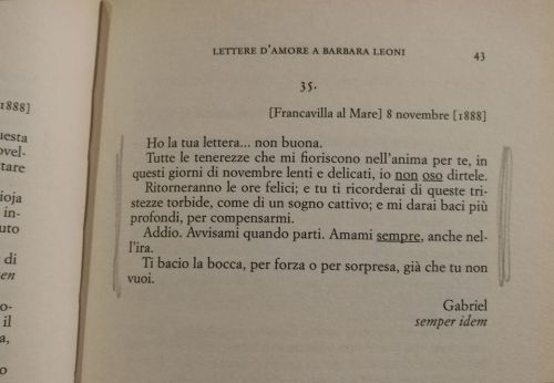 magonigrandicomeossibuchi:  un-belmorir-maqroll:   Gabriele D'annunzio - Lettere d'amore a Barbara Leoni   via migrazioni    in questi giorni di novembre amami sempreanche nell’ira.