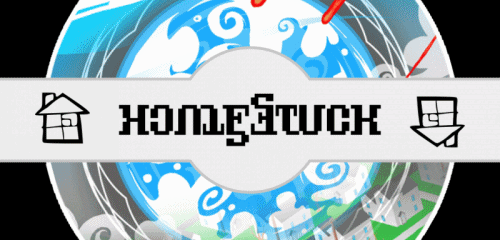 jzumun:Homestuck AmbigramA young man stands in his bedroom. A young lady stands in hers.oh man you h