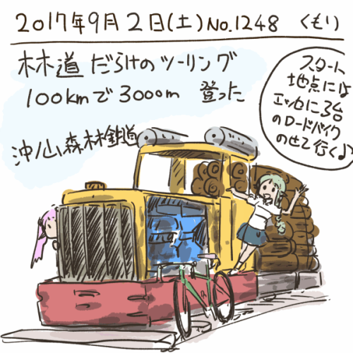 umiusi: 「絵日記 2017/09/02 粟倉温泉」走り終わった後は、温泉と食事で大満足。