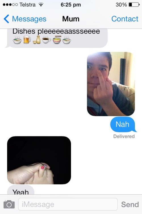 spankmehardbarry: clestroying: This is how me and my mum communicate u kids r so disrespectful if i 