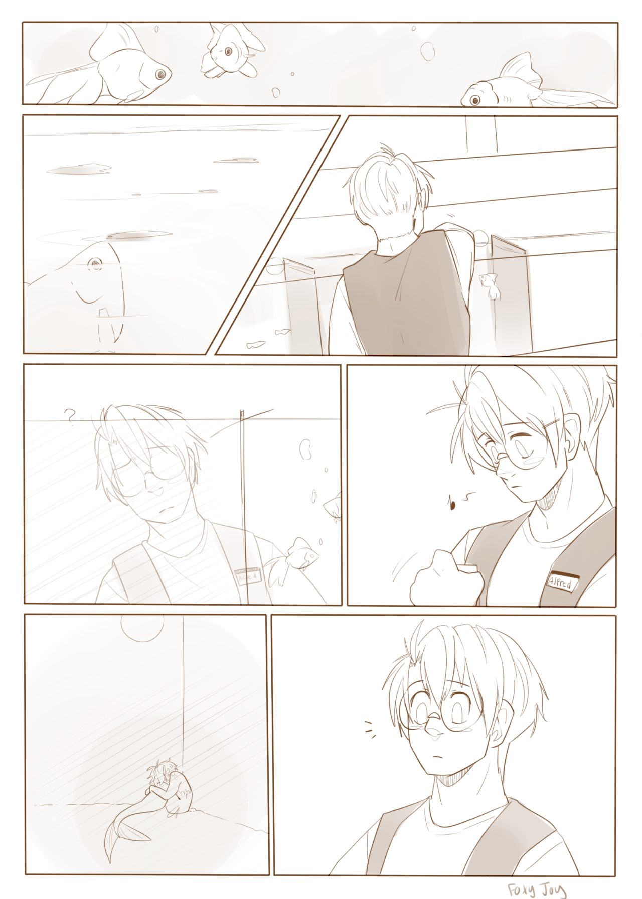 foxyjoy-art:  ok, this is basically my test run strip for my usuk mermaid au.  Arthur