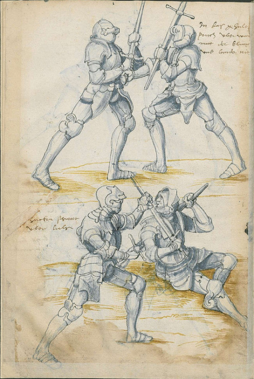 art-of-swords:Sword Fighting ManualDated: circa 1500Pages from a book from the State Library of Berl