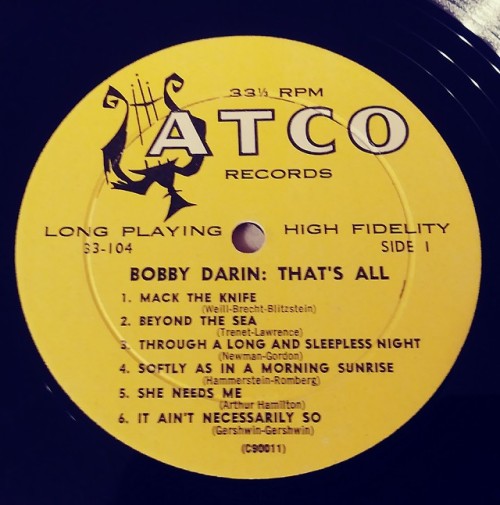 Bobby Darin - That&rsquo;s All. 1959 Atco Records. Telegraph from Sammy Davis Jr. To Bobby. Mess