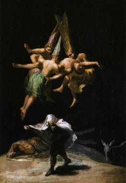 artist-goya:  Witches in the Air via Francisco GoyaSize: 31.5x43.5 cmMedium: oil, canvas