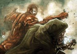 ijrodrock:  Iron Man sucker punches Dr. Doom, in fine art, by Ong Ean Keat and Gary Choo.  