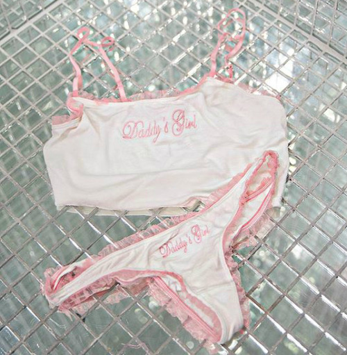 coquettefashion: Daddy’s Girl Pink Frilly Lingerie Set