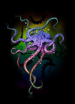 artagainstsociety:    Rainbow Octopus by TAOJB  