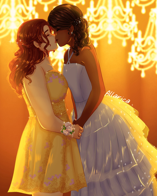 allarica:“Commission request: two girls kissing on prom night.” @beckyalbertalli ‍❤️‍‍ Commissions a
