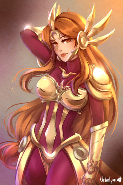 velvetqueenh: LOL - Leona painting Alternate, armor &amp; no armor version 