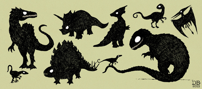 eatsleepdraw:   Silhouetted Dinosaurs by D J R Bennett 
