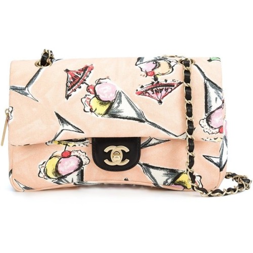 Pre-owned Chanel Vintage ice cream sundae printed shoulder bag ❤ liked on Polyvore (see more chanel 