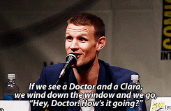 rubyredwisp:Matt Smith and Jenna Coleman talking about their game and cosplayers they met at Comic-C