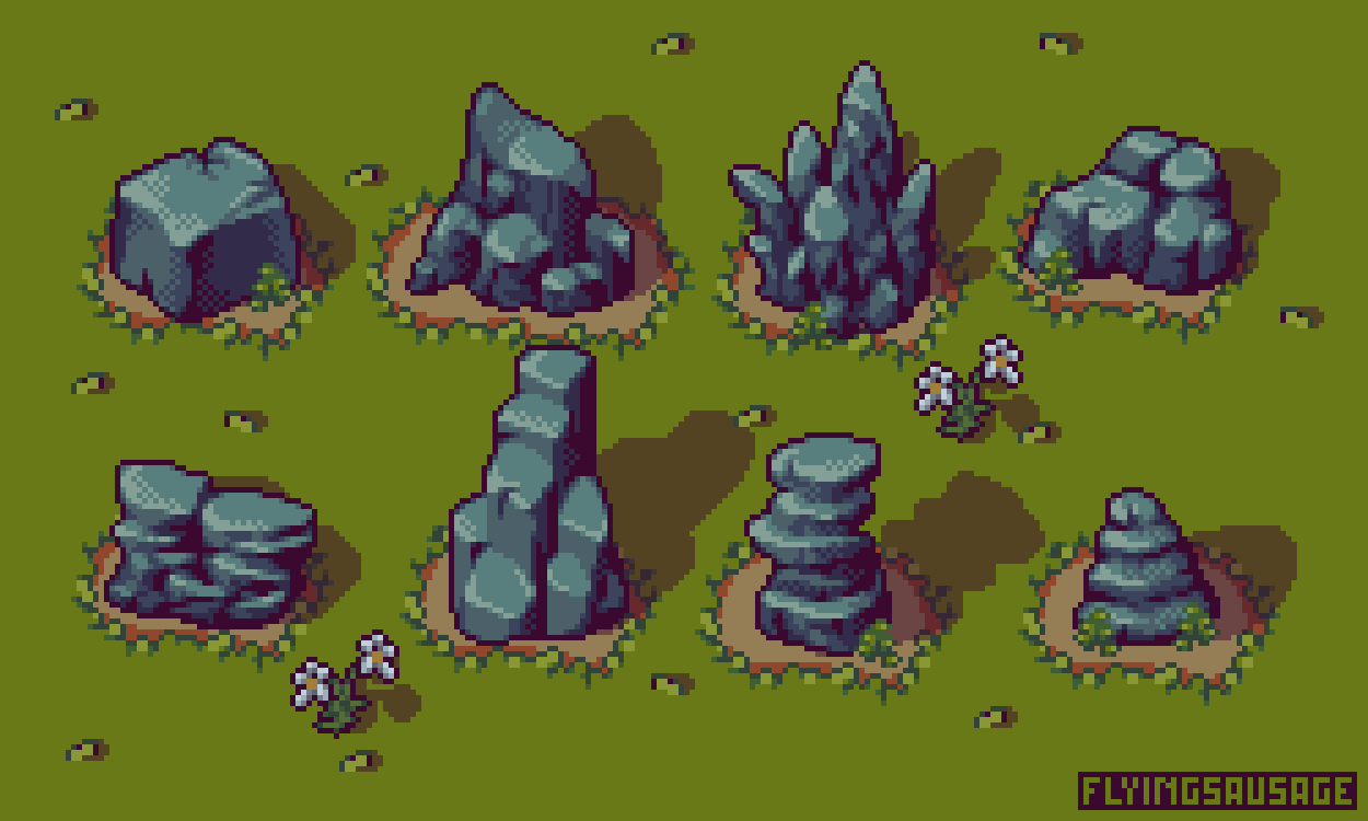 Flyingsausage — Topdown Style Pixel Rock Study-2