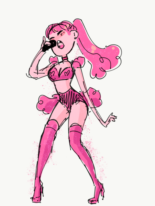 childofsquid: Celebrity couple AU– I always liked the idea of Marcelines being like her rocker self and Bonnie being like some pop singer with like Ariana grande outfits lol   Also they start dating and walk Timmy and get attacked by paparazzi 