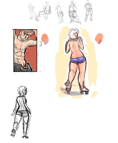 tissueboxcomics: Working on this month’s Patreon pin-ups.-Leslie