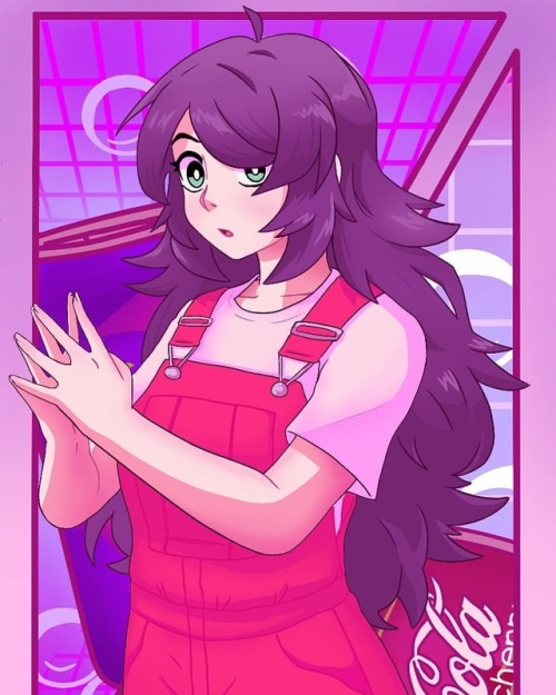 Cherry/Grape Soda #retro #retrowave #vaporwave #90sfashion #overall #overalls #purple #pink #girl #a