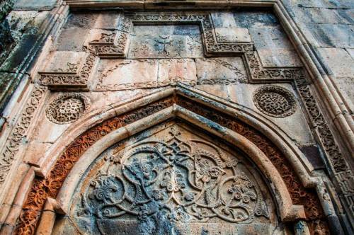 armenianhighland: Detail of the Gate of the monastery of Geghard, in Armenia (Built in the 4th centu