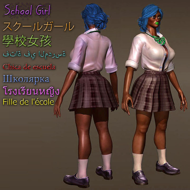 School Girl Comes with Rig for LightWave 3d low-poly 3d model ready for Virtual Reality