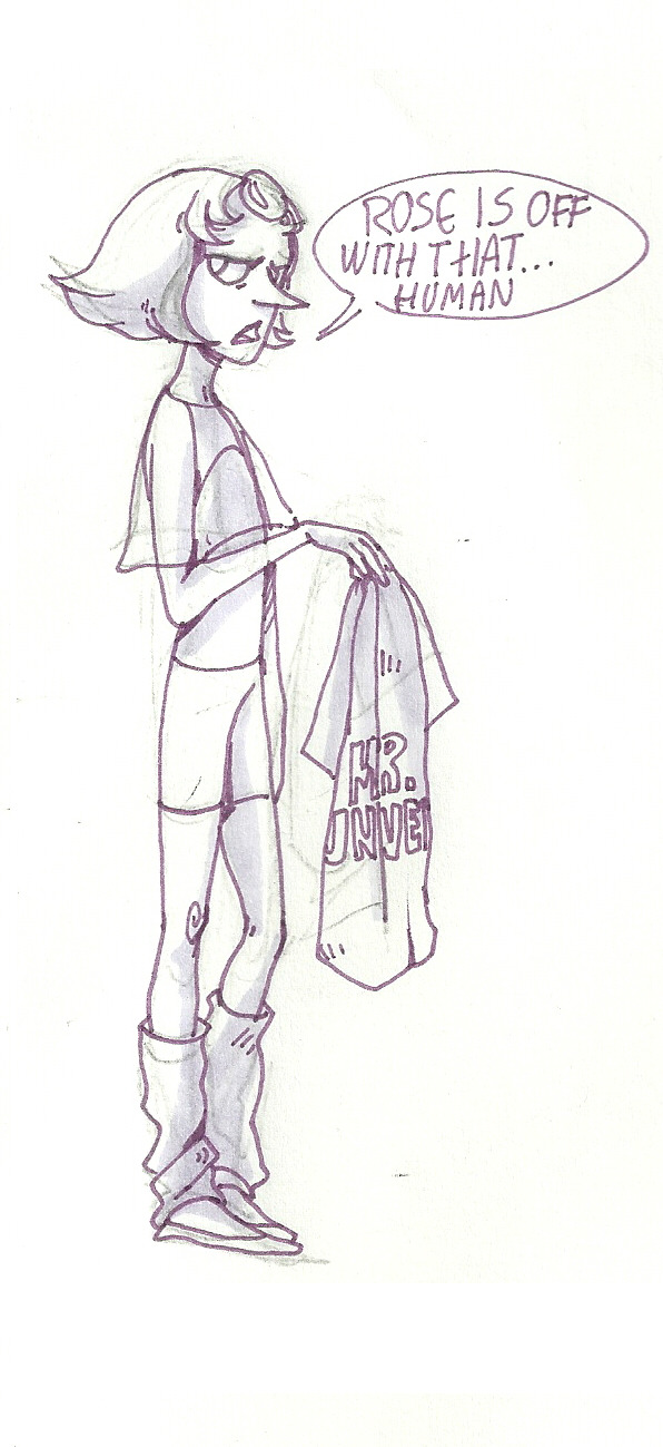 lilyscribbles:  Wanted to draw Pearl wearing one of Steven’s hoodies for su60minutes’s
