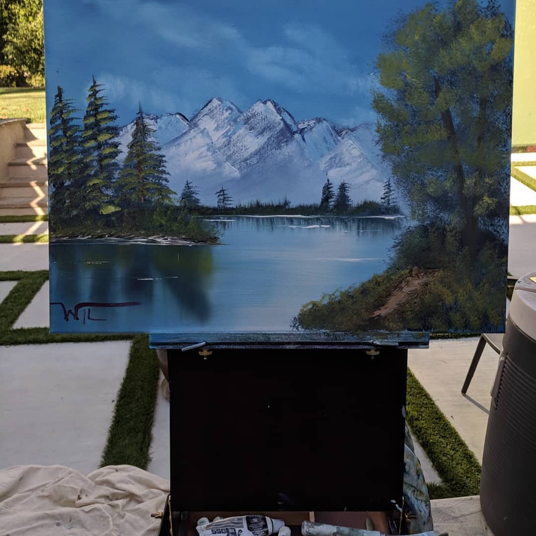 wilwheaton:  I feel like I leveled up while I worked on this #BobRoss #painting today.
