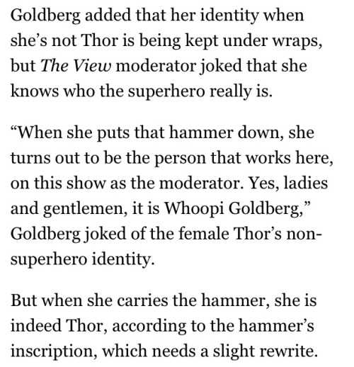 221-booty:YOU GUYS!!! WE GET A FEMALE THOR!!! F E M A L E T H O R. HE DIDN’T TURN INTO A WOMAN, BUT 