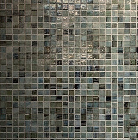 Chicago Bathroom SaunaLarge Gray Tile And Porcelain Tile Porcelain Tile Bathroom Photo With Dark Wood