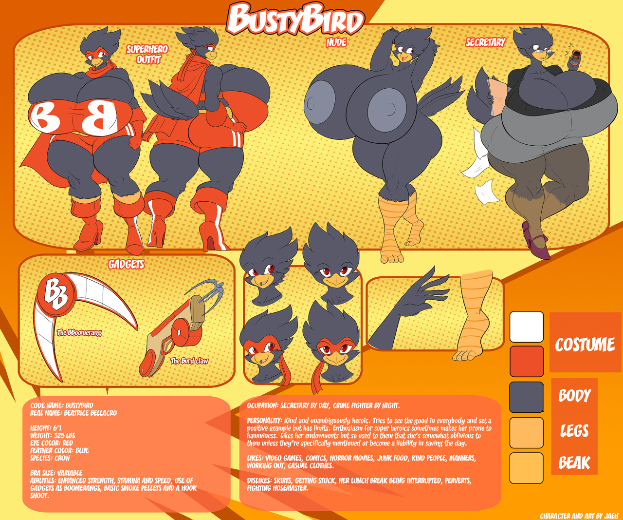 jaehthebird:  Here it is! like i promised!!BustyBird ref, i did my best to on everything,