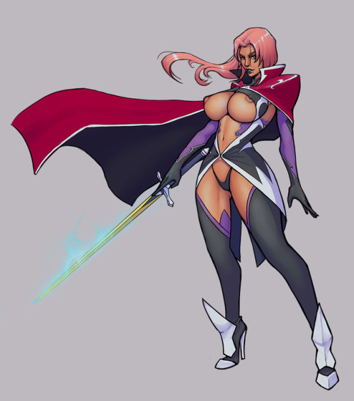 boobsgames:Commission that I did for  Dread Skull. Ingrid from Taimanin Asagi series. Busty demons hunter in the cursed church - what could go wrong? xD