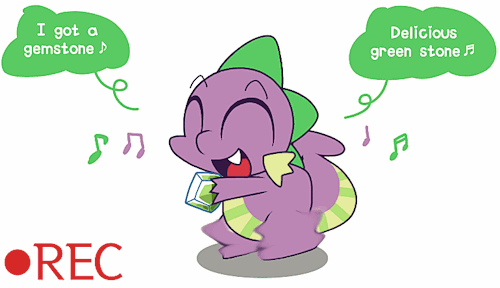 spike-in-weirdworld:   “Aww, just look at his wubby chubby dance! Isn’t he cute? If you wanna see his cute side, just give him a big green gem!” “Nope, that’s not true, dragons are NOT cute!”  Is it even legal to be this cute~?
