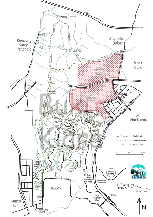 Bukit Kiara Hiking Trail Map Traks Of Malaysia — A Massive Bukit Kiara Trail Map Including Trail...