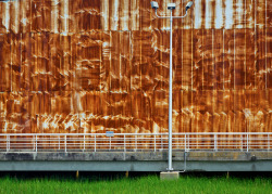 hueandeyephotography: Corrugated metal siding, Ports Authority, Charleston, SC © Doug Hickok  All Rights Reserved - hue and eye = the peacock’s hiccup