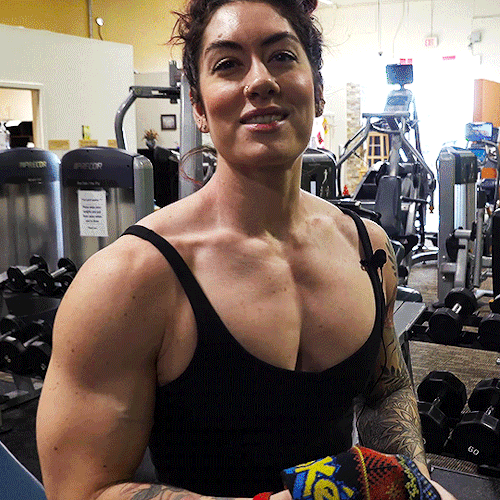 staygolden-studios:mikaeled:I’m gonna look too big.Massive chest and tri bulking workout with Natash