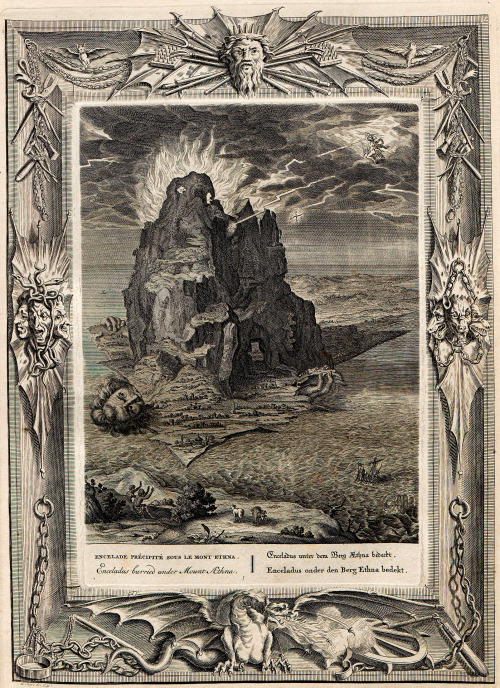 Bernard Picart (1673-1733), ‘Enceladus buried under Mount Aethna’, from “Neueröffn