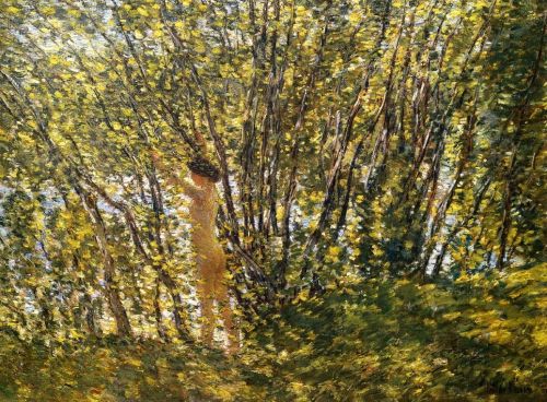 artbeautypaintings:Nude in  sunlit wood - Frederick Childe Hassam