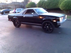 naiffresh:1982 Chevorlet El Camino on 26s like duuuuuuuuuuuude. who do i have to kill to get this in my possession.