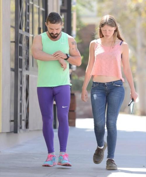 Shia Lebouf showing you his moose knuckles.  