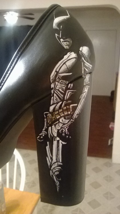 wearmyart: Hand painted ‘Dark Knight’ custom heels. My Etsy is now open! Visit at: www.e