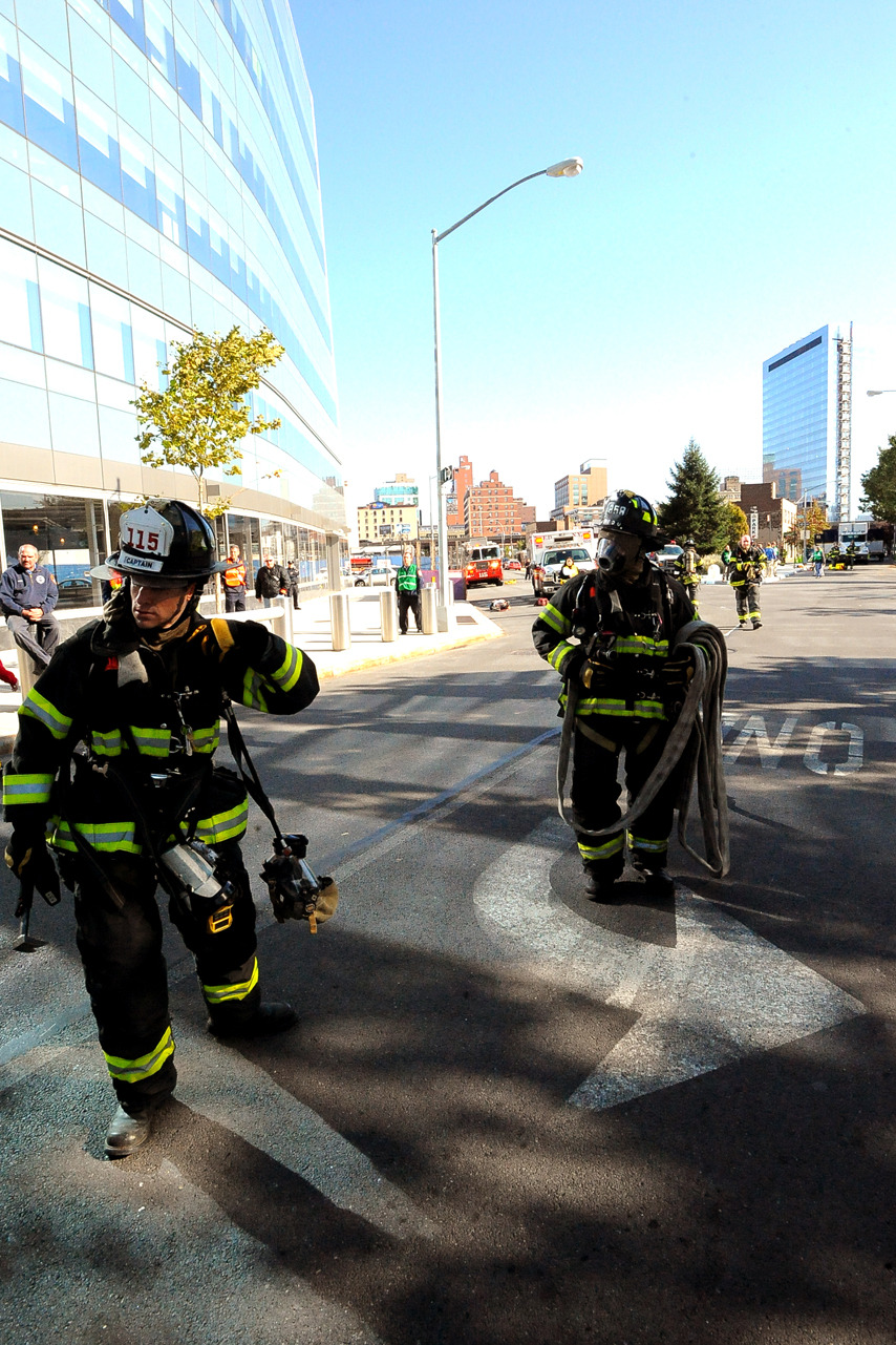 FDNY members respond during a terrorism drill in Queens, 2010.