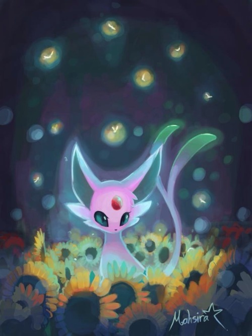 mahsira:  Espeon and the sun flower 