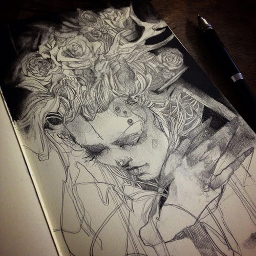 2headedsnake:  Sketchbook pages by Craww 