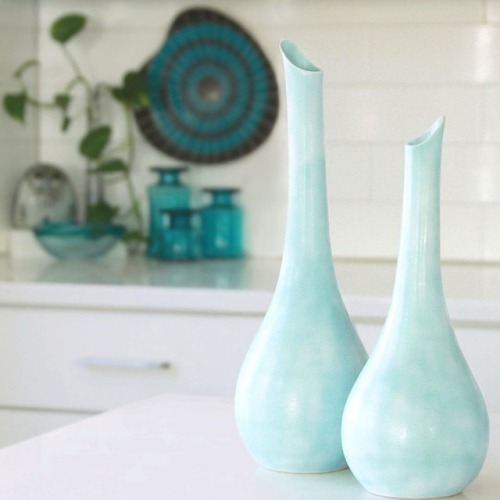 2 sculptural porcelain stem vases that I finished last month (or, last year, depending on how you lo