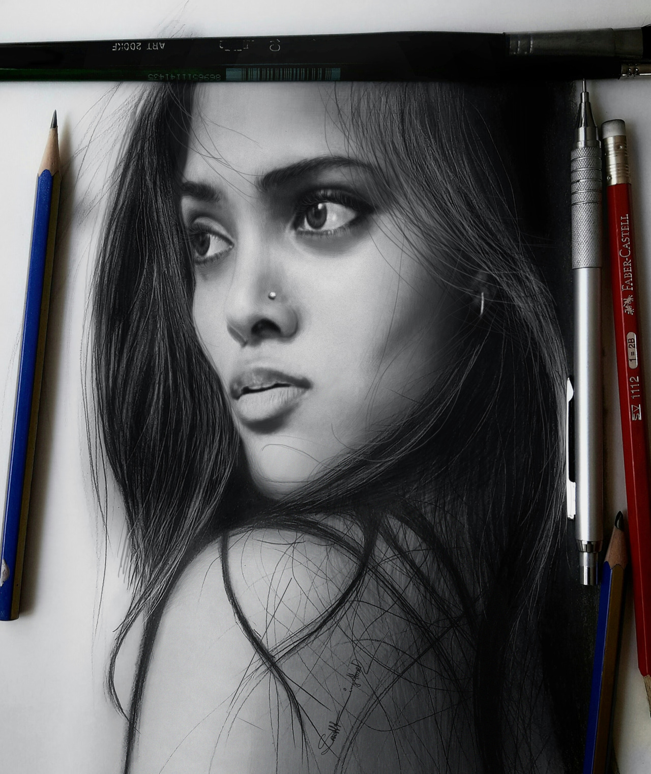 Realistic girl sketch  Saranya