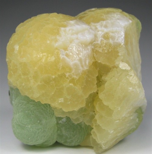 Stellerite-Stilbite on Prehnite with Epidote - Kayes Region, Mali