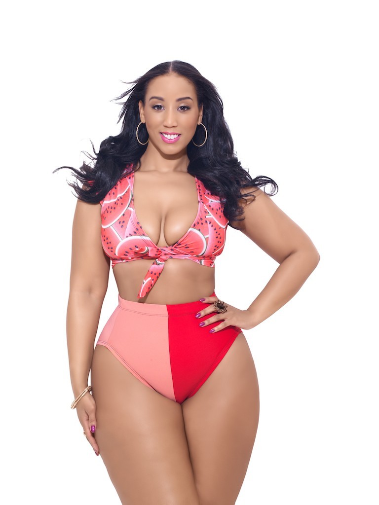 killerkurves:  Fabiola wearing rue107′s Jenna Watermelon Wrap Bikini Top &amp;